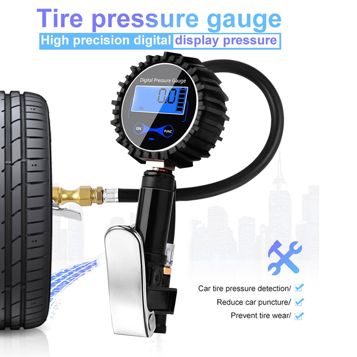 LED Digital Tyre Pressure Gauge Set