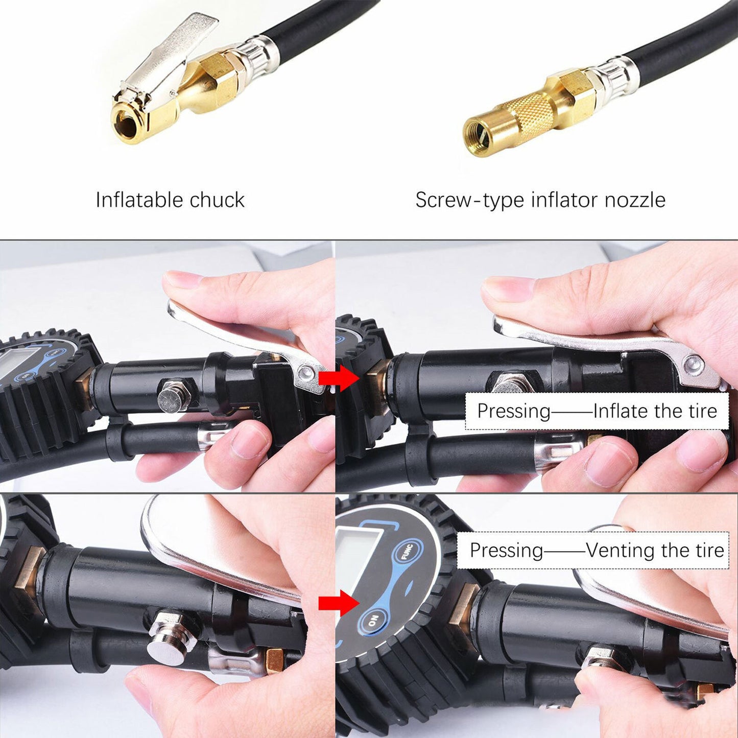 LED Digital Tyre Pressure Gauge Set