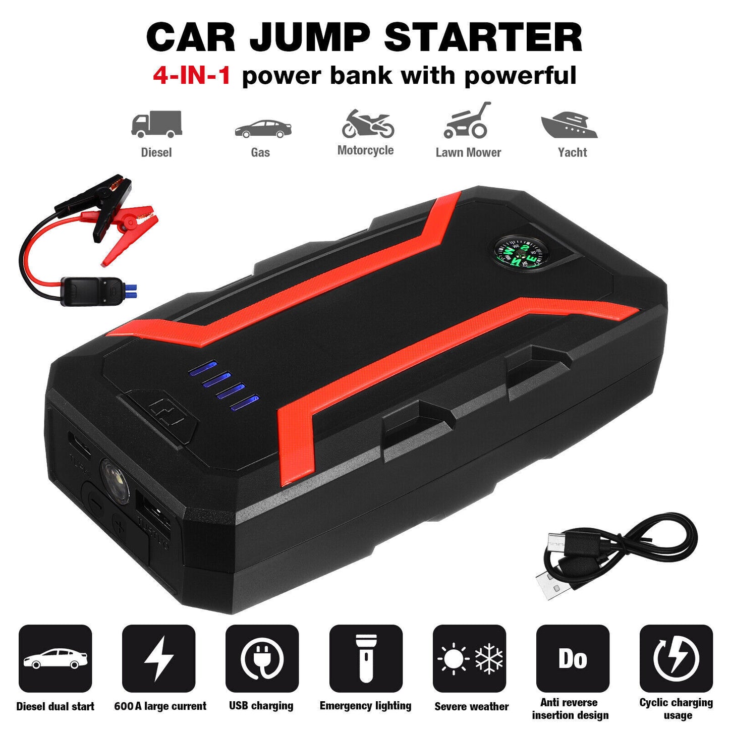 30000mAh Portable Car Jump Starter